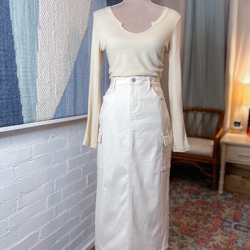 Marc New York Tan Denim Maxi Skirt